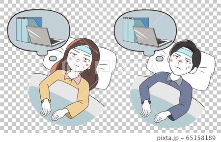 風邪を引いて仕事を思い浮かべる 風邪を引いて仕事を思い浮かべる 65158189