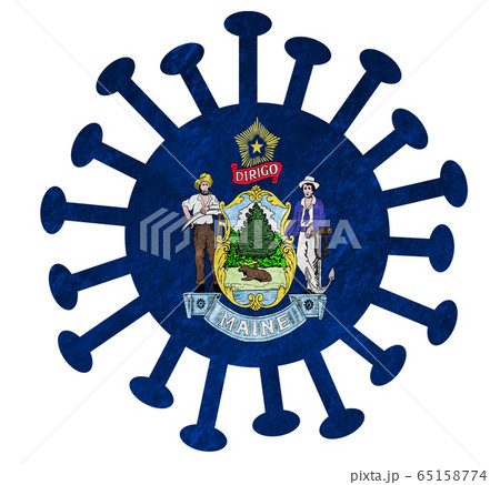 State flag of Maine with corona virus or bacteria State flag of Maine with corona virus or bacteria 65158774
