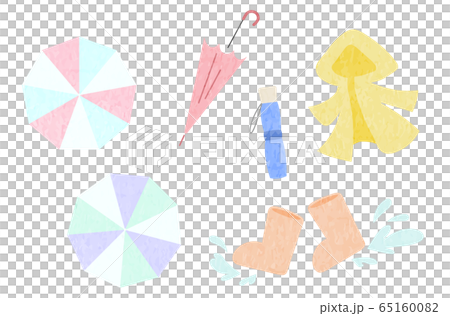 雨の日のグッズのイラストセット 雨の日のグッズのイラストセット 65160082
