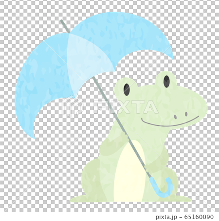 一隻青蛙用一把雨傘的插圖 65160090