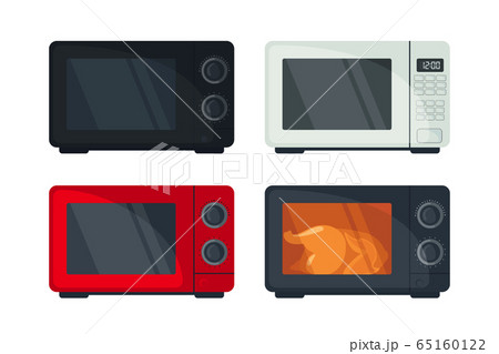 Microwave oven icon set in flat style isoated on white background. 65160122