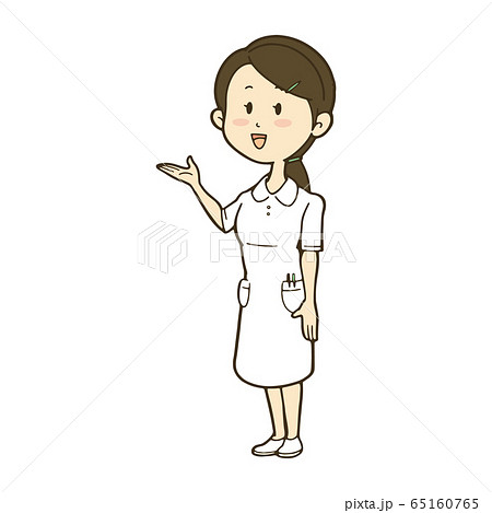 笑顔で案内する看護師の女性のイラストのイラスト素材