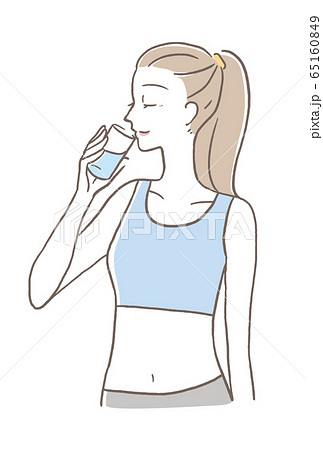 ダイエット 水を飲む女性のイラスト素材