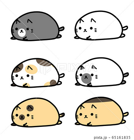 たっぷんねこ 6匹セットのイラスト素材