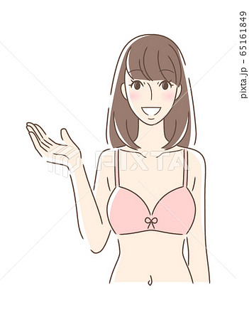 笑顔で手を差し出す正面向きの女性 65161849