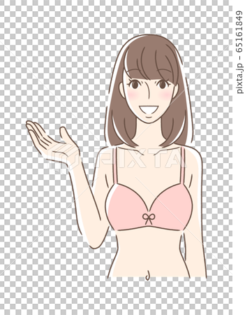 笑顔で手を差し出す正面向きの女性 65161849