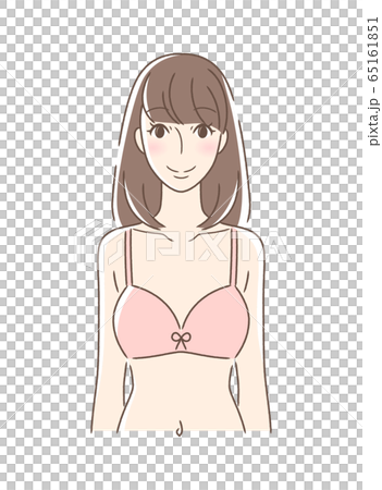 笑顔で正面向きの女性のイラスト素材