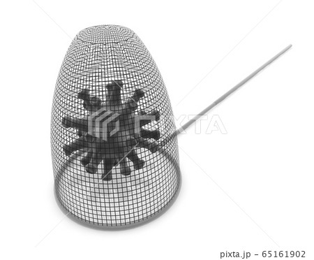 ウイルスを網で捕獲する 病原菌を捕まえる 3dレンダリングのイラスト素材