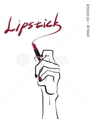 白背景に口紅、リップを持った女性の手A 白背景に口紅、リップを持った女性の手A 65163928