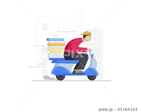 rushing pizza delivery boy on the scooter 65164103