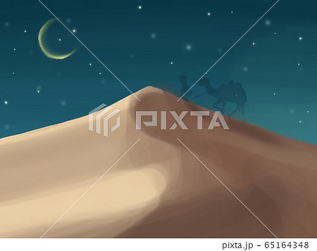 砂漠 ラクダ 旅人のイラスト素材