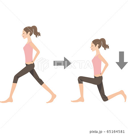 スクワットをする女性の説明イラスト 65164581