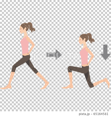 スクワットをする女性の説明イラスト 65164581