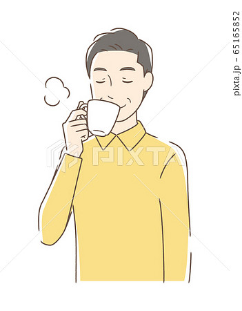 マグカップのコーヒーを飲む男性のイラスト素材