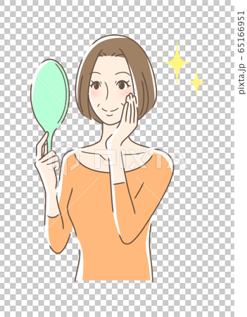 看有微笑的婦女手鏡 看有微笑的婦女手鏡 65166951