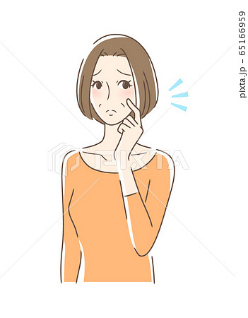 頬をつんつんしてがっかりする女性のイラスト素材