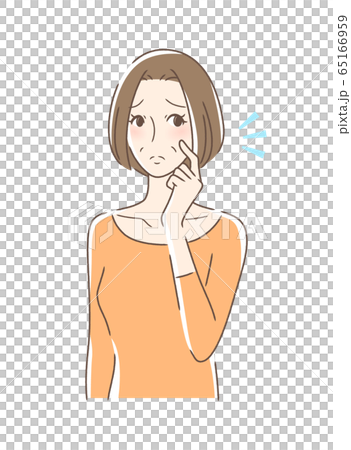 頬をつんつんしてがっかりする女性 65166959