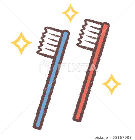 歯ブラシ二本斜めキラキラ 65167908
