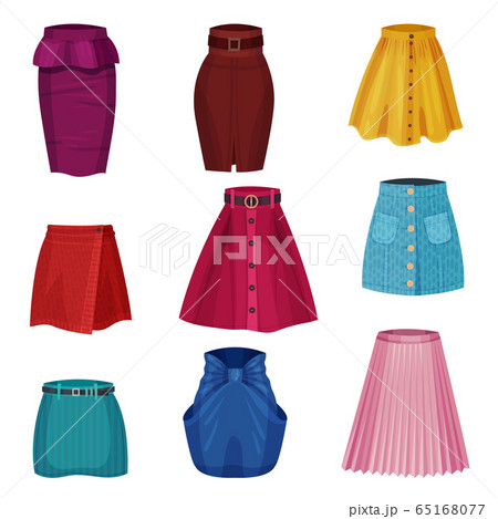 Different Skirt Models With Flared Skirt And のイラスト素材