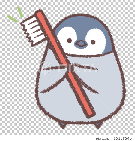 歯ブラシペンギンヒナのイラスト素材