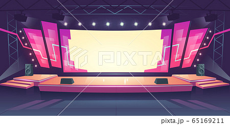 Concert stage with screen and spotlights Concert stage with screen and spotlights 65169211