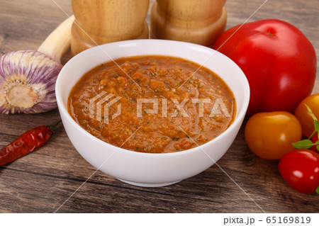 Famous Spanish gazpacho tomato soup Famous Spanish gazpacho tomato soup 65169819