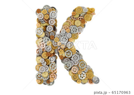 Letter K from cogwheels, 3D rendering 65170963