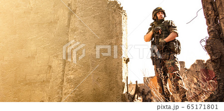 Soldier in the war with arms 65171801
