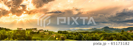 Panorama of vineyards hills in south Styria, 65173182