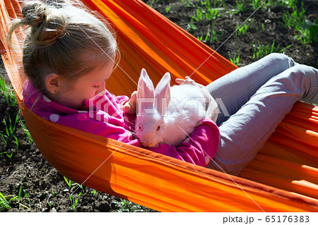 girl and rabbit girl and rabbit 65176383