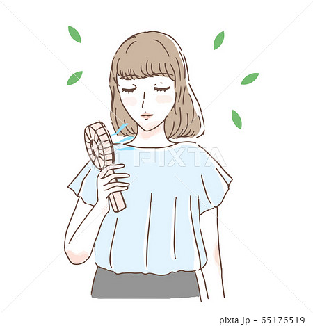 ハンディファン を使用している女性 正面 ハンディファン を使用している女性 正面 65176519