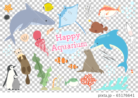 水族館にいる海洋生物のセット 65176641