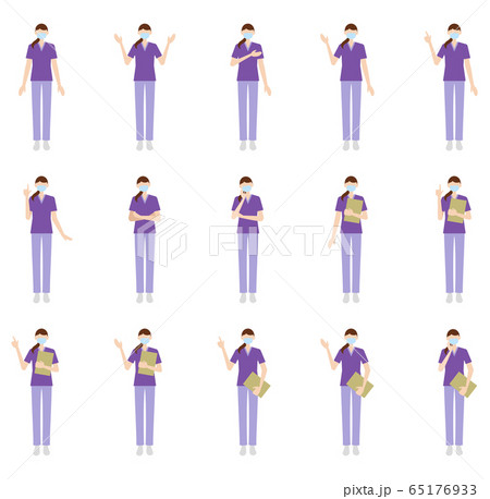 医療現場で働くマスクの女性 イラスト セット 医療現場で働くマスクの女性 イラスト セット 65176933