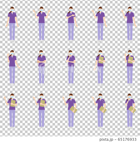 医療現場で働くマスクの女性 イラスト セット 医療現場で働くマスクの女性 イラスト セット 65176933