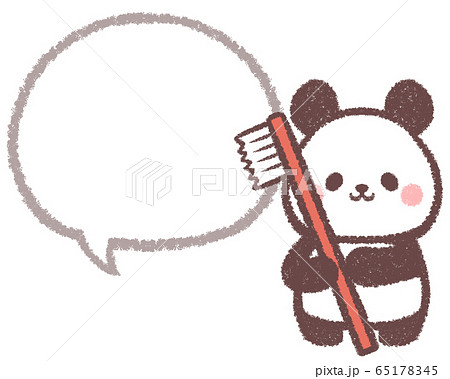 吹き出し線画歯ブラシパンダ 65178345
