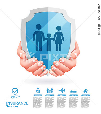 Insurance services conceptual two hands with shield Insurance services conceptual two hands with shield 65178462