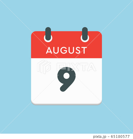 Calendar icon day 9 August, date days of the year 65180577
