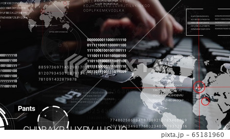 Man working on laptop computer keyboard with Man working on laptop computer keyboard with 65181960
