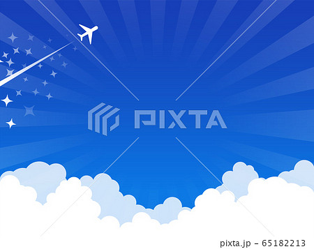 雲 飛行機雲 青空 背景素材のイラスト素材 65182213 Pixta