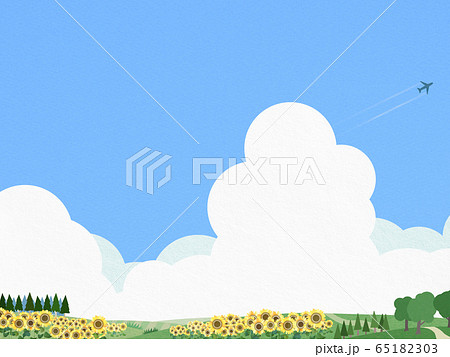 背景-青空-夏-ひまわり 背景-青空-夏-ひまわり 65182303