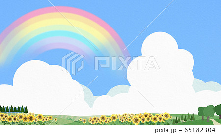 背景-青空-夏-ひまわり 背景-青空-夏-ひまわり 65182304