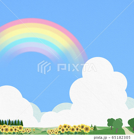 背景-青空-夏-ひまわり 背景-青空-夏-ひまわり 65182305