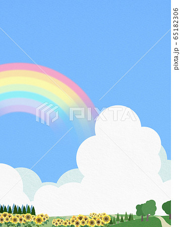 背景-青空-夏-ひまわり 背景-青空-夏-ひまわり 65182306