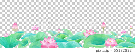 蓮花水彩插圖,水平無縫模式 蓮花水彩插圖,水平無縫模式 65182852