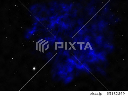 Distant flickering star array and cold cosmic nebula. 65182869