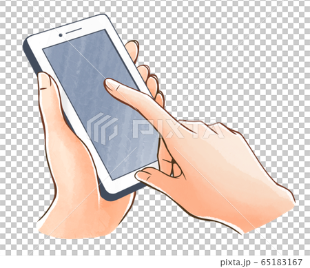 Hand touching the smartphone 5 65183167
