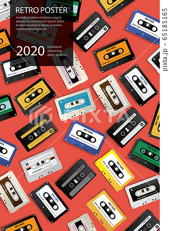 Vintage Retro Cassette Tape Poster Design Template Vector Illustration 65185165