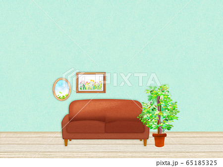 バーチャル背景 リモート会議 部屋 絵画 ソファのイラスト素材