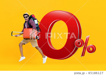 Excited tourist travel with 0% interest Excited tourist travel with 0% interest 65186127