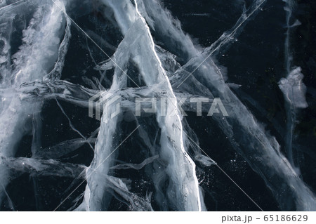 Surface of frozen lake at Baikal Lake, Russia 65186629